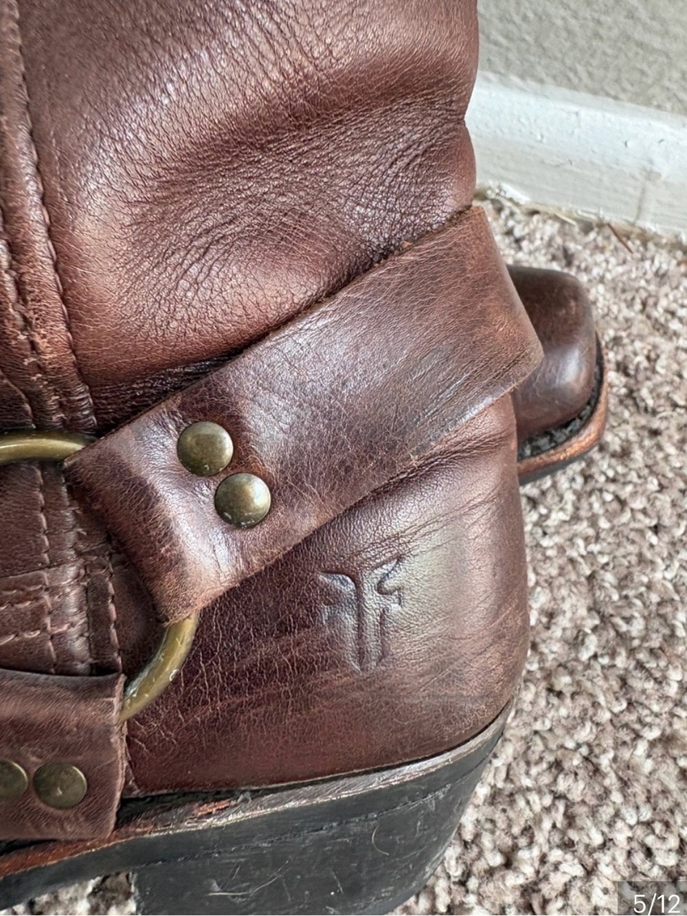 Frye Brown Leather Harness Boots - Picture 3 of 5